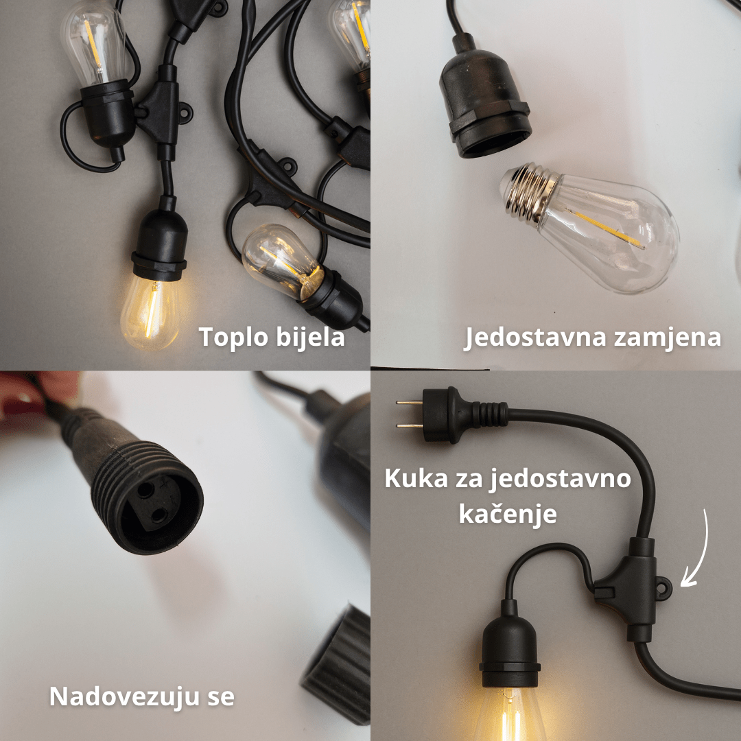 Dekorativne lampice 5 m – 10 sijalica, vodootporne, štedljive