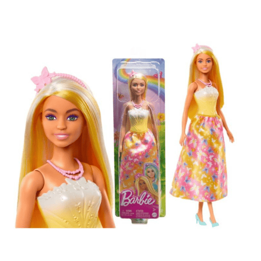 Barbie Dreamtopia princeza lutka u žutoj haljini s cvjetnim uzorkom
