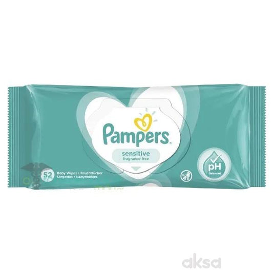 Pampers Sensitive vlažne maramice, bez mirisa – 52 kom