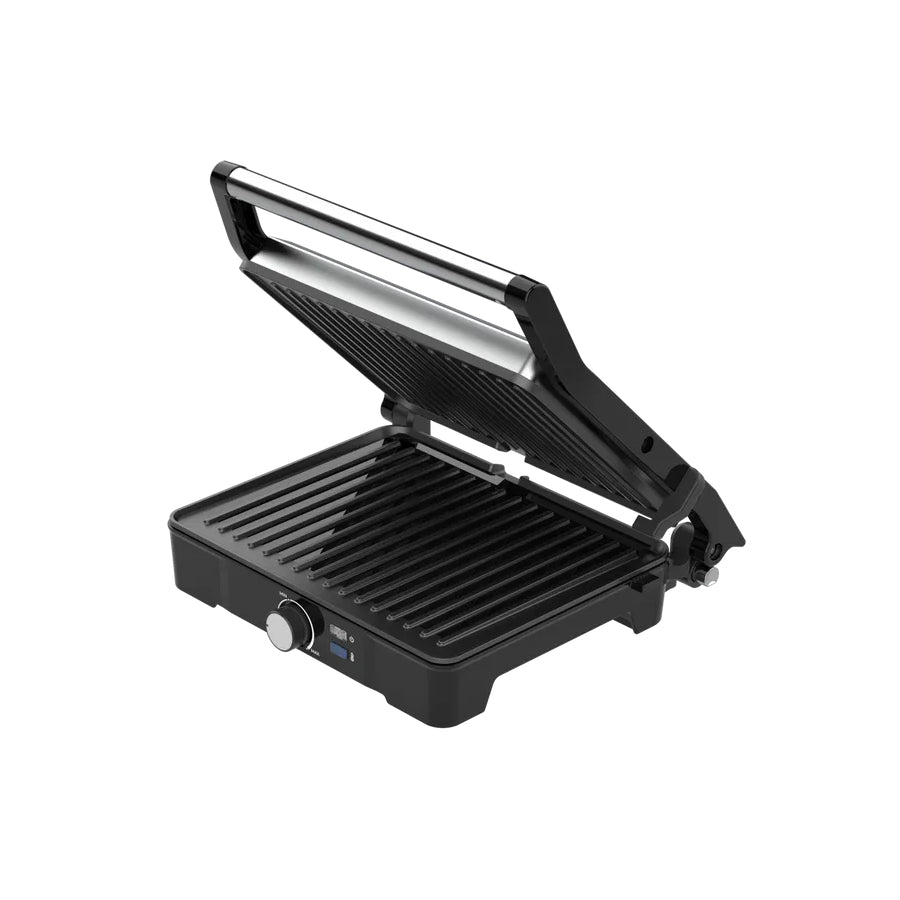 Električni roštilj Omega Aeno EG2, 2000 W, 170–230°C, s širokom pločom 290x234 mm i mogućnošću otvaranja od 180°.