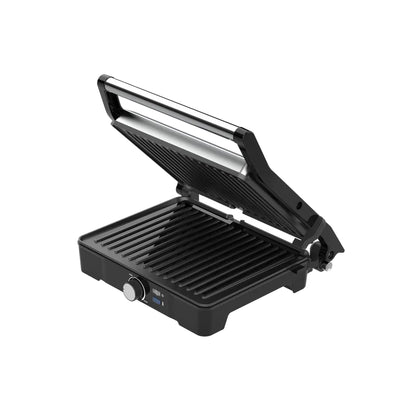 Električni roštilj Omega Aeno EG2, 2000 W, 170–230°C, s širokom pločom 290x234 mm i mogućnošću otvaranja od 180°.