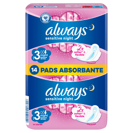 Always Sensitive Night higijenski ulošci s krilcima – 14 komada