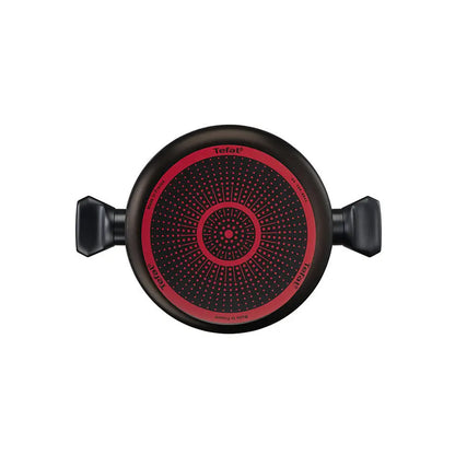 Tefal B5674653 lonac Omega, čelični kuhinjski lonac s poklopcem i ručkama, prikazan na bijeloj pozadini.