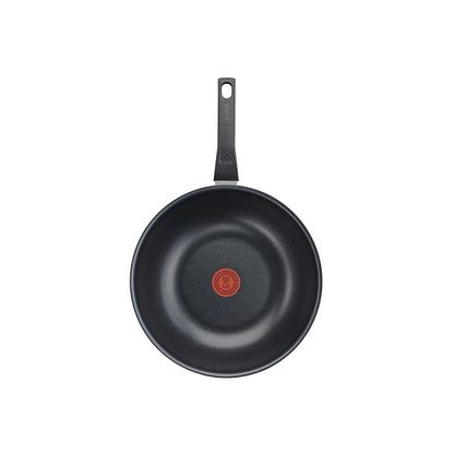 Omega Tefal B5721953 wok tava s neprijanjajućim premazom, prikaz slike s prikladnim ručkama i glatkom površinom za kuhanje