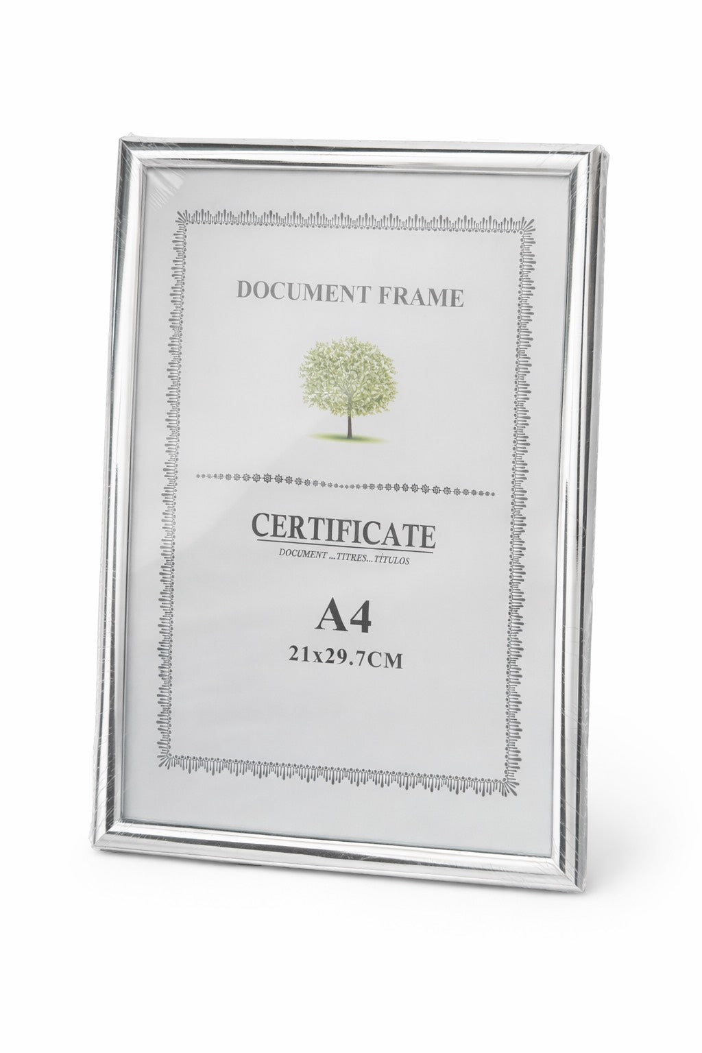 Okvir za sliku A4 29,7x21 cm – srebrni okvir za certifikate, diplome i fotografije