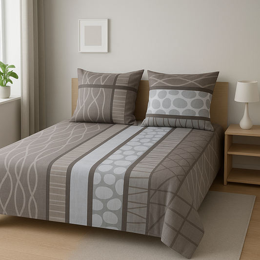 BPC Posteljina od 100 % pamuka geometrijski uzorci, bež/siva 140 x 200