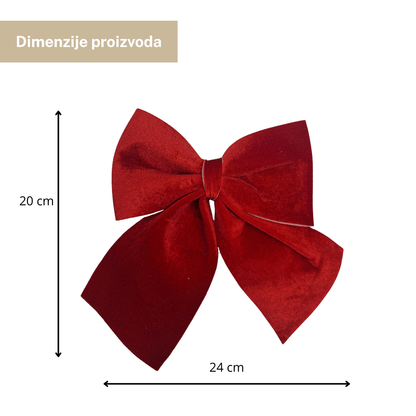 Decoris Baršunasta mašna 20 X 24 cm– crvena dekor za jelku, vrata i poklone