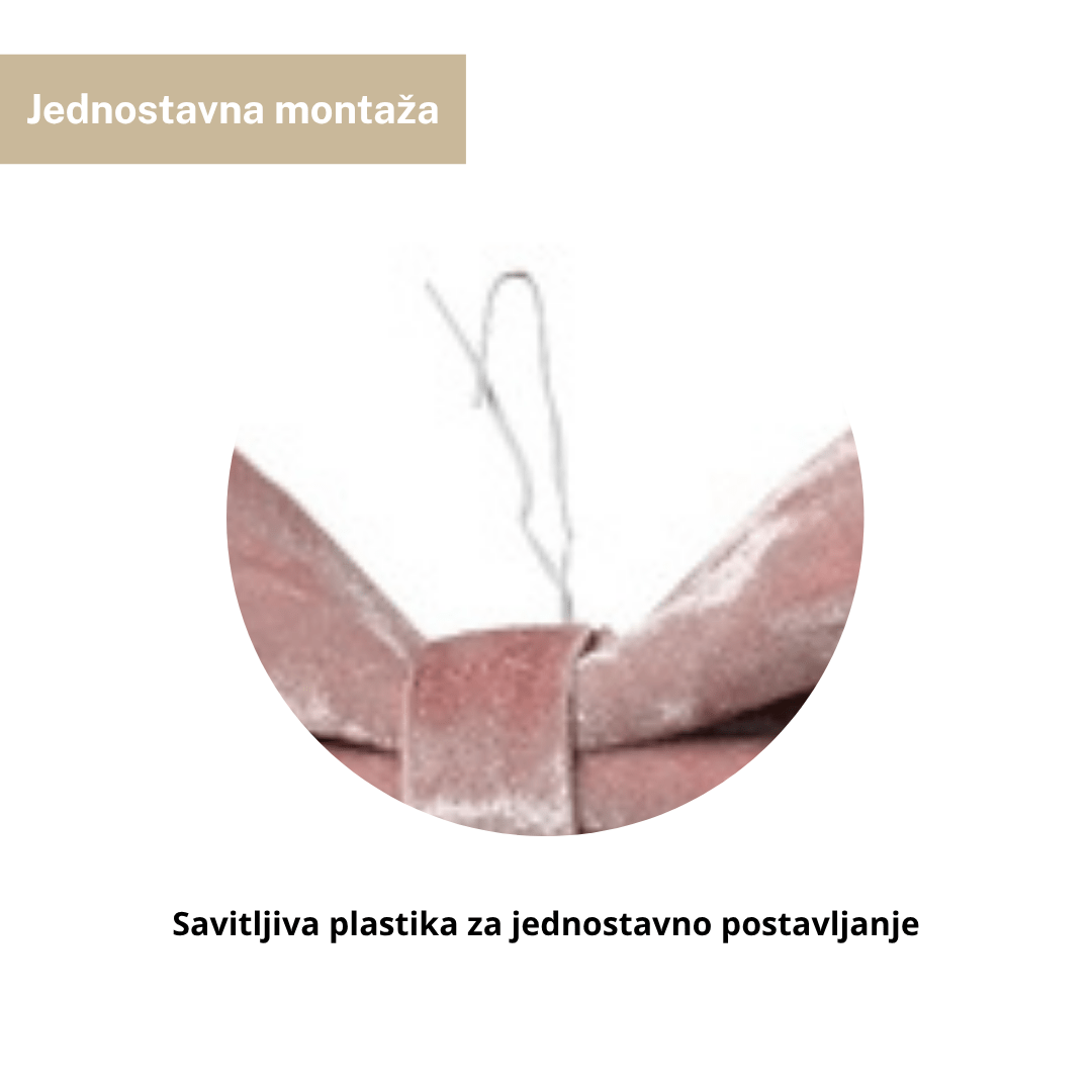 Baršunasta ukrasna mašna 28 x 34 cm – staro ružičasta, ukras za bor, vijence i poklone