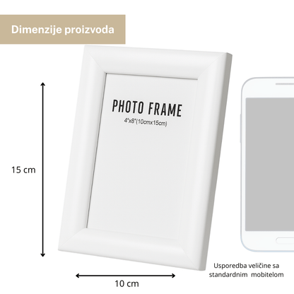 Bijeli okvir za fotografiju PVC 10x15 cm – elegantni samostojeći okvir za slike