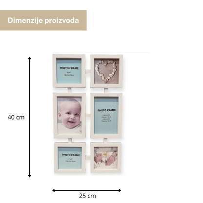 Bijeli zidni okvir za 6 fotografija 10x15 cm – multi okvir za slike i uspomene