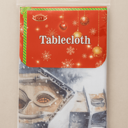 Božićni stolnjak Zimska kapelica i jeleni 140×220 cm