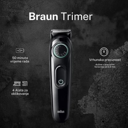 Braun BT3421 – trimer za bradu s točkićem (40 podešavanja dužine), 50 min bežičnog rada