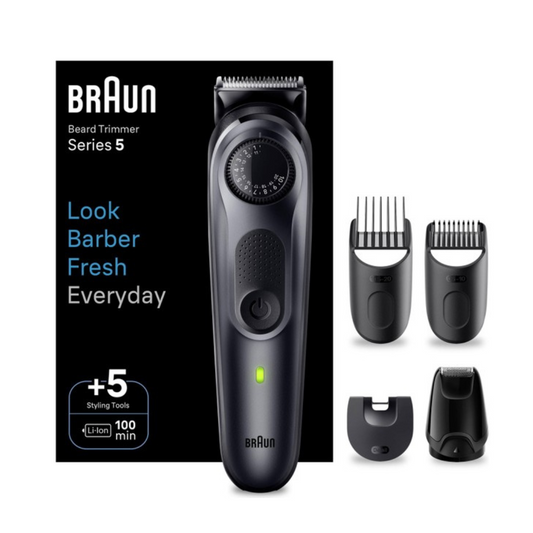 Braun BT5420 – trimer za bradu s 40 postavki dužine, 5 nastavaka i 100 min bežičnog rada, vodootporan