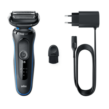 Braun Series 5 51-B1500s – električni brijač s fleksibilnim oštricama, AutoSense tehnologija, EasyClean, 50 min bežični rad, plave boje, vodootporan