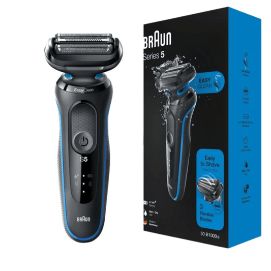 Braun Series 5 51-B1500s – električni brijač s fleksibilnim oštricama, AutoSense tehnologija, EasyClean, 50 min bežični rad, plave boje, vodootporan