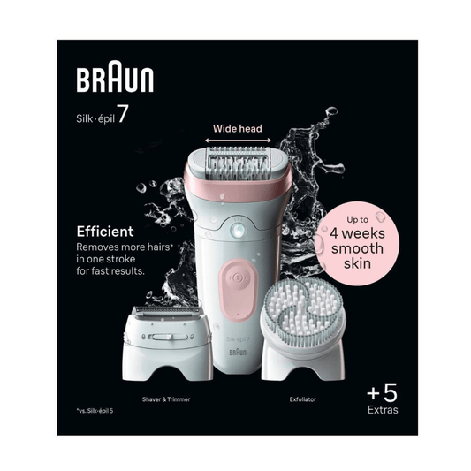 Braun Silk-épil 7 7-060 suho/mokro– depilator , široka glava s 40 pinceta, SmartLight, bežični rad 40 min