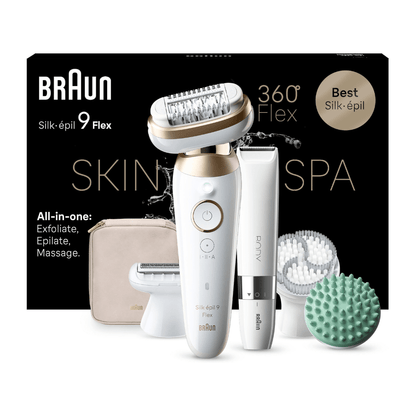 Braun Silk-épil 9 SkinSpa Flex 9-481 – epilator s 360° fleks glavom, Wet&Dry, jastučić za masažu, piling i mini trimer