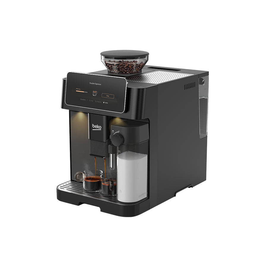 Omega Beko CEG 8564 B automatski aparat za kavu s mlincem, pjenilicom za mlijeko i 19 bar pritiska.