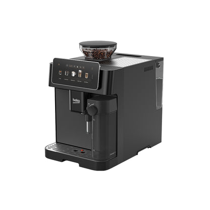 Automatski aparat za kavu Omega Beko CEG 8564 B s 19 bar, mlinom i pjenilicom za mlijeko, prikazan na slici.