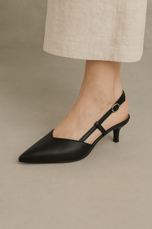 BPC Crne slingback cipele s niskom petom
