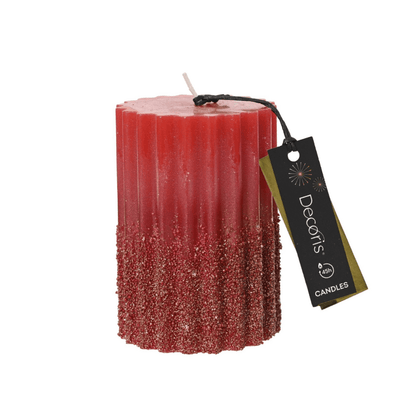 Decoris crvena svijeća s glitterom – stup 10 cm, do 45 h gorenja