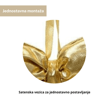 Decoris mala ukrasna mašna zlatna 16×21 cm – sjajni ukras za bor, vijence, girlande i poklone