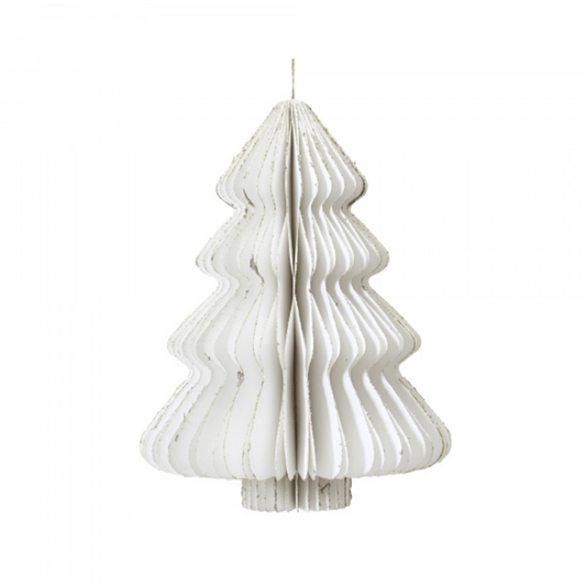 Decoris papirnata jelka bijela 40×30 cm – sklopiva božićna dekoracija za vješanje ili stol