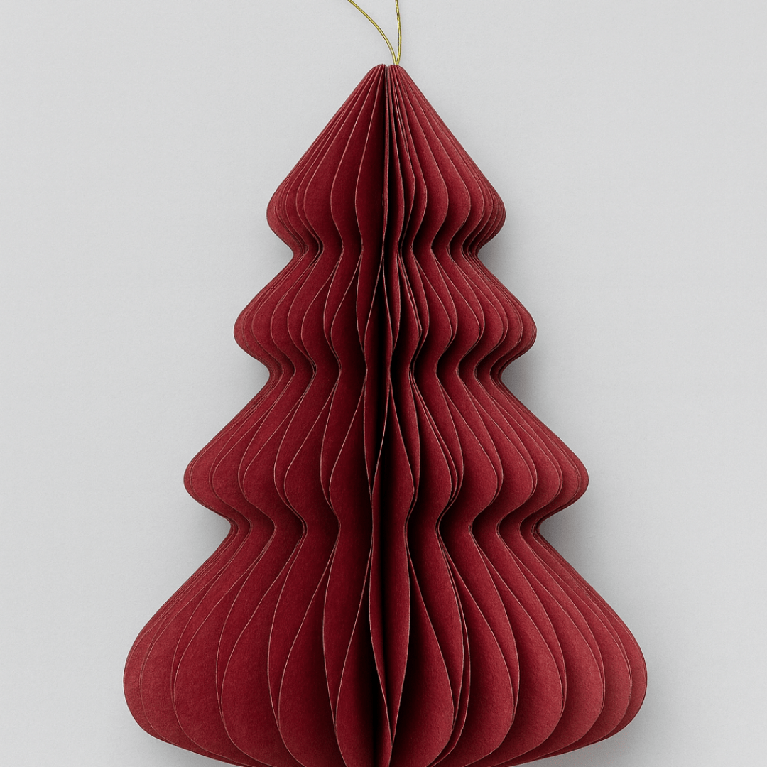 Decoris papirnata jelka crvena 40×30 cm – sklopiva božićna dekoracija za vješanje ili stol