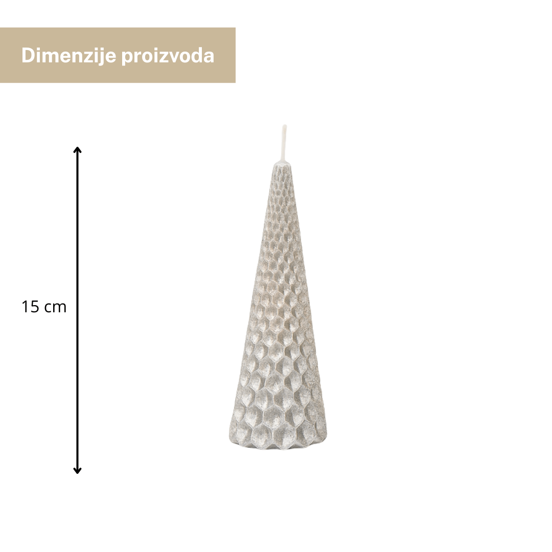 Decoris srebrena svijećica s glitterom – 4 h gorenja
