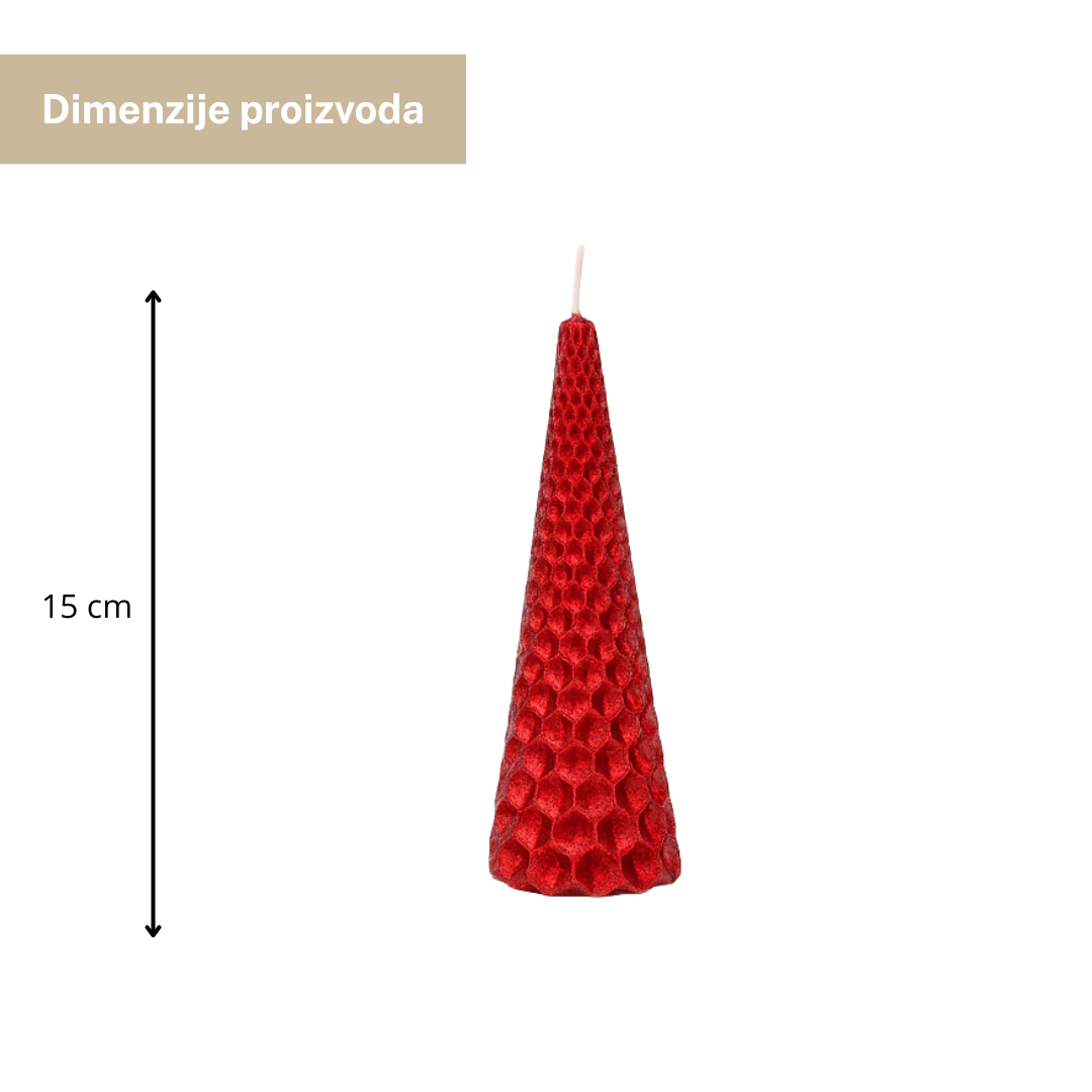 Decoris crvena svijećica s glitterom – 4 h gorenja