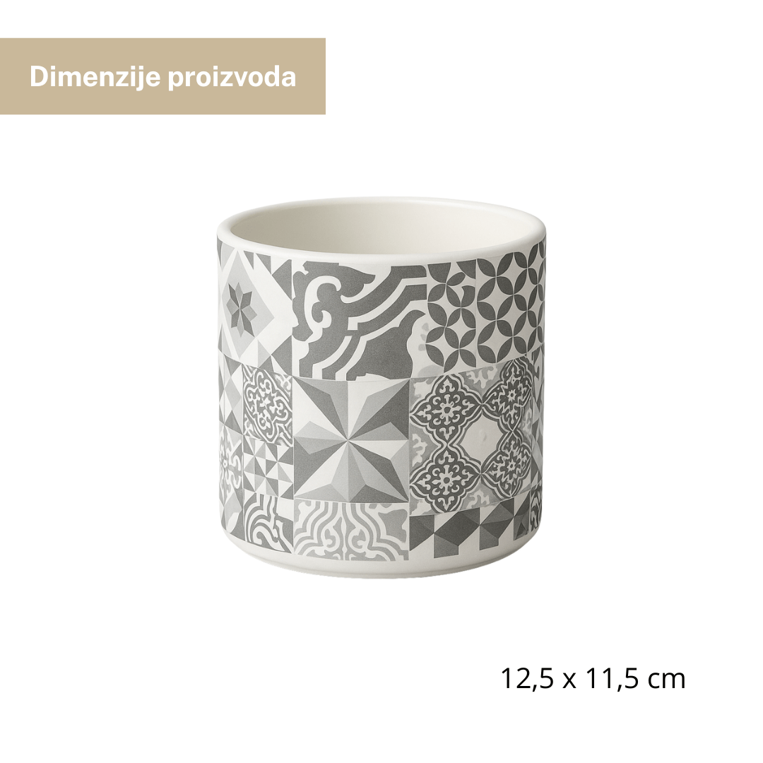 Dekorativna saksija 12,5x11,5 cm – keramička saksija s uzorkom
