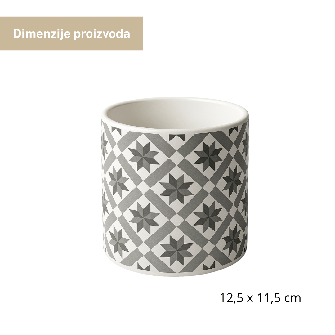Dekorativna saksija 12,5x11,5 cm – keramička saksija s uzorkom