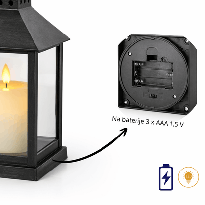 Dekorativna lanterna sa LED svijećom na baterije 21 × 9 cm - dekor za dom, balkon i terasu