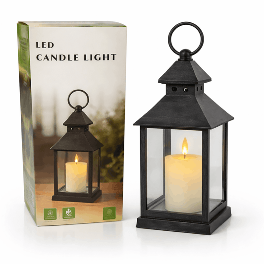 Dekorativna lanterna sa LED svijećom na baterije 21 × 9 cm - dekor za dom, balkon i terasu