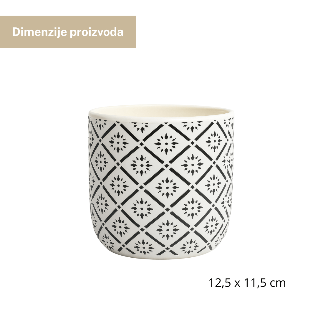 Dekorativna saksija 12,5x11,5 cm – keramička saksija s uzorkom