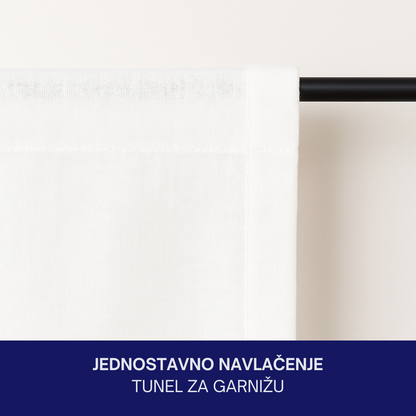 Dekorativna zavjesa sa zecom i srcima – 125x30 cm, bijela s kariranim rubom, 100% pamuk