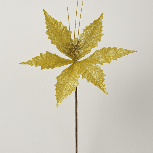 Dekorativna zvijezda / cvijet– zlatna, glitter efekt 30 cm