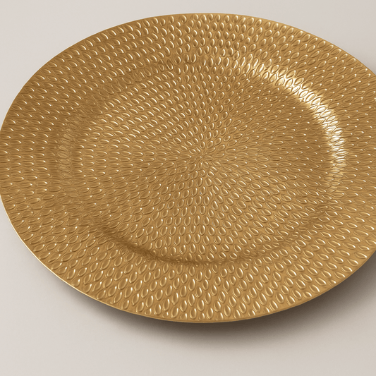 Dekorativni tanjur zlatni – elegantan podmetač za stol ili ukras 33 cm