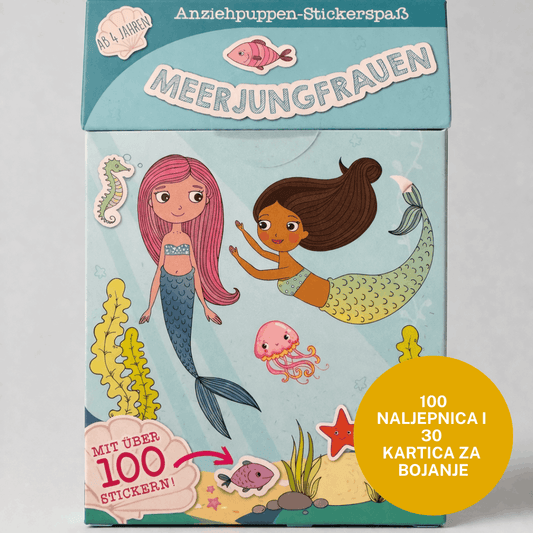 Set kartica za djecu s naljepnicama – Sirene (30 kartica + 100+ stikera) | Kreativna igra 4+