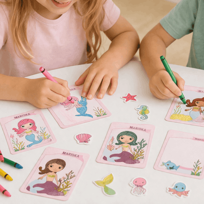 Set kartica za djecu s naljepnicama – Sirene (30 kartica + 100+ stikera) | Kreativna igra 4+