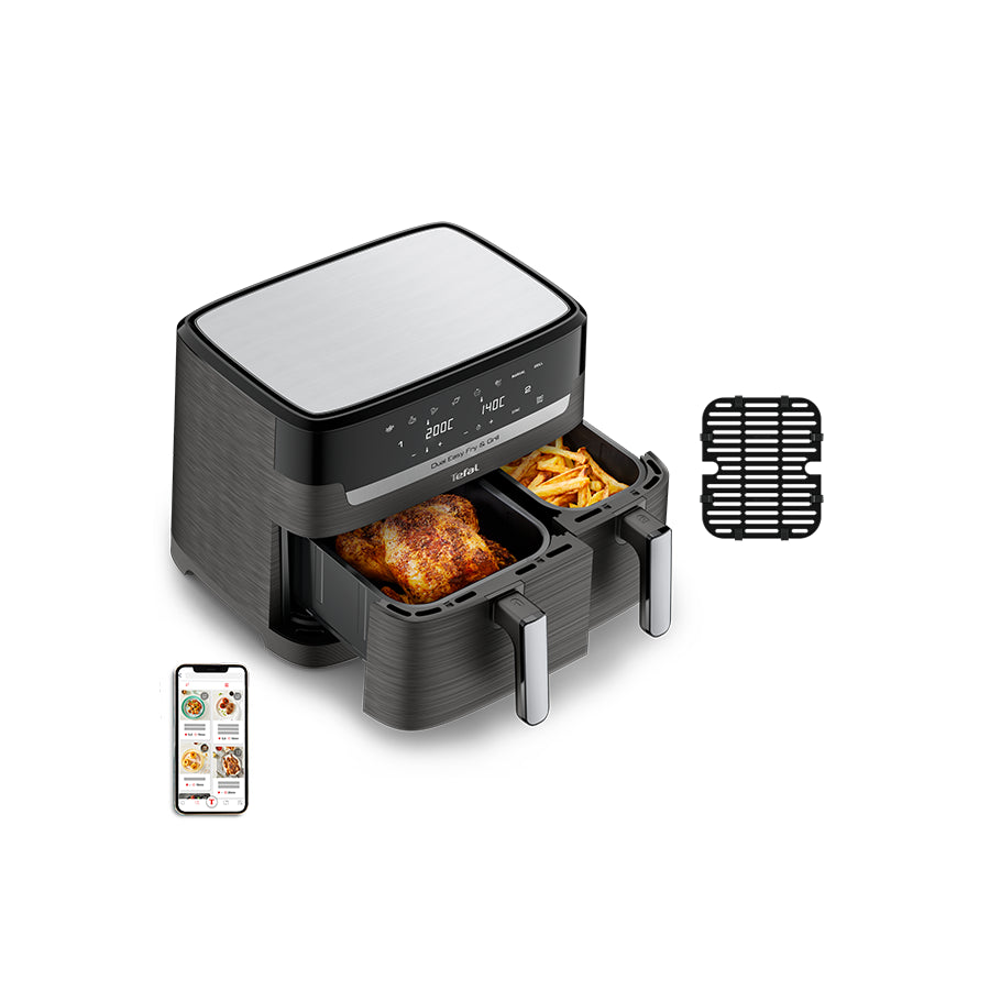Tefal Dual Easy Fry & Grill EY905B10 friteza na vrući zrak – dual 5,2 + 3,1 L, LCD ekran, tajmer, grill funkcija