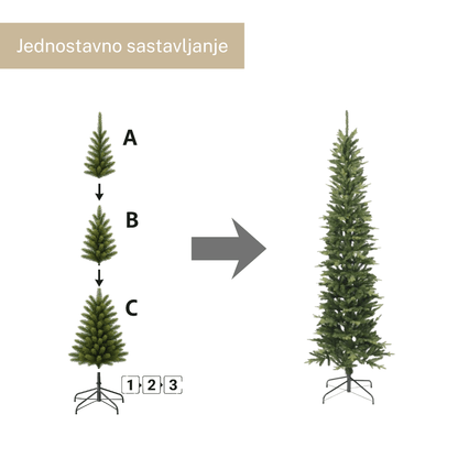 Everlands Slim Fir 210 cm – uska umjetna jelka, Ø 68 cm, metalno postolje