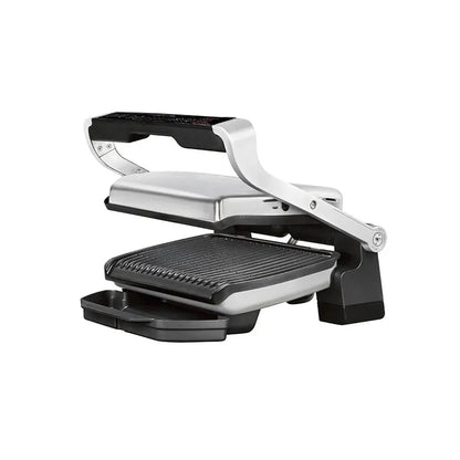 Električni roštilj Tefal OptiGrill GC706D34 s crnom površinom i podesivim kontrolama, prikazan na slici