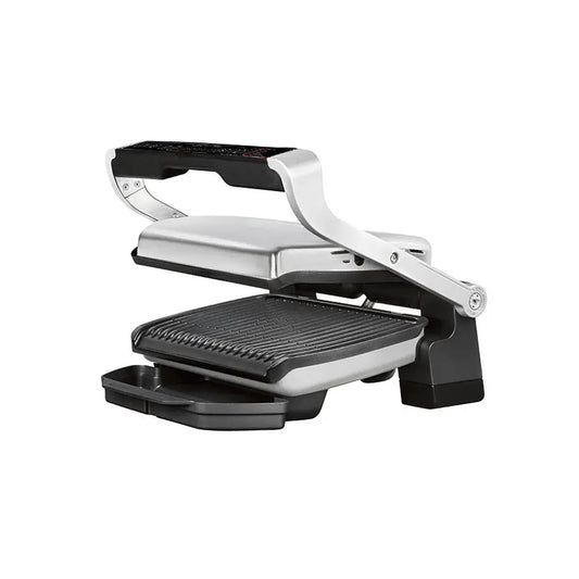 Električni roštilj Tefal OptiGrill GC706D34 s crnom površinom i podesivim kontrolama, prikazan na slici