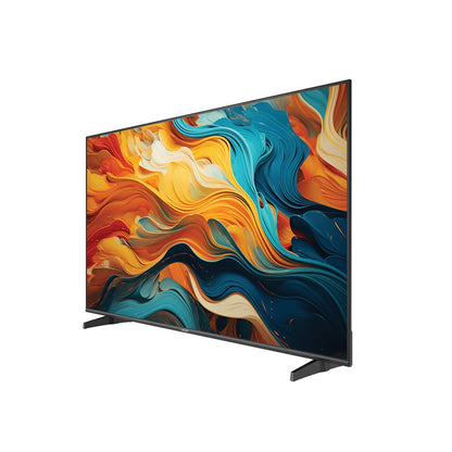 Slika 65-inčnog Haier H65K85FUX 4K UHD Google TV s 60 Hz, prikazana na zaslonu, s modernim dizajnom i daljinskim upravljačem