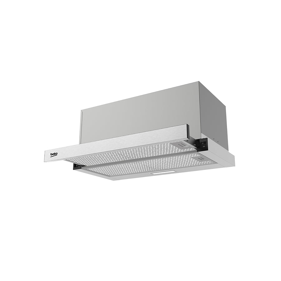 Inox teleskopska napa Beko HNT61520XH s 60 cm širine, 3 brzine i energijom razreda A, prikazana na slici.