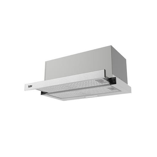 Inox teleskopska napa Beko HNT61520XH s 60 cm širine, 3 brzine i energijom razreda A, prikazana na slici.