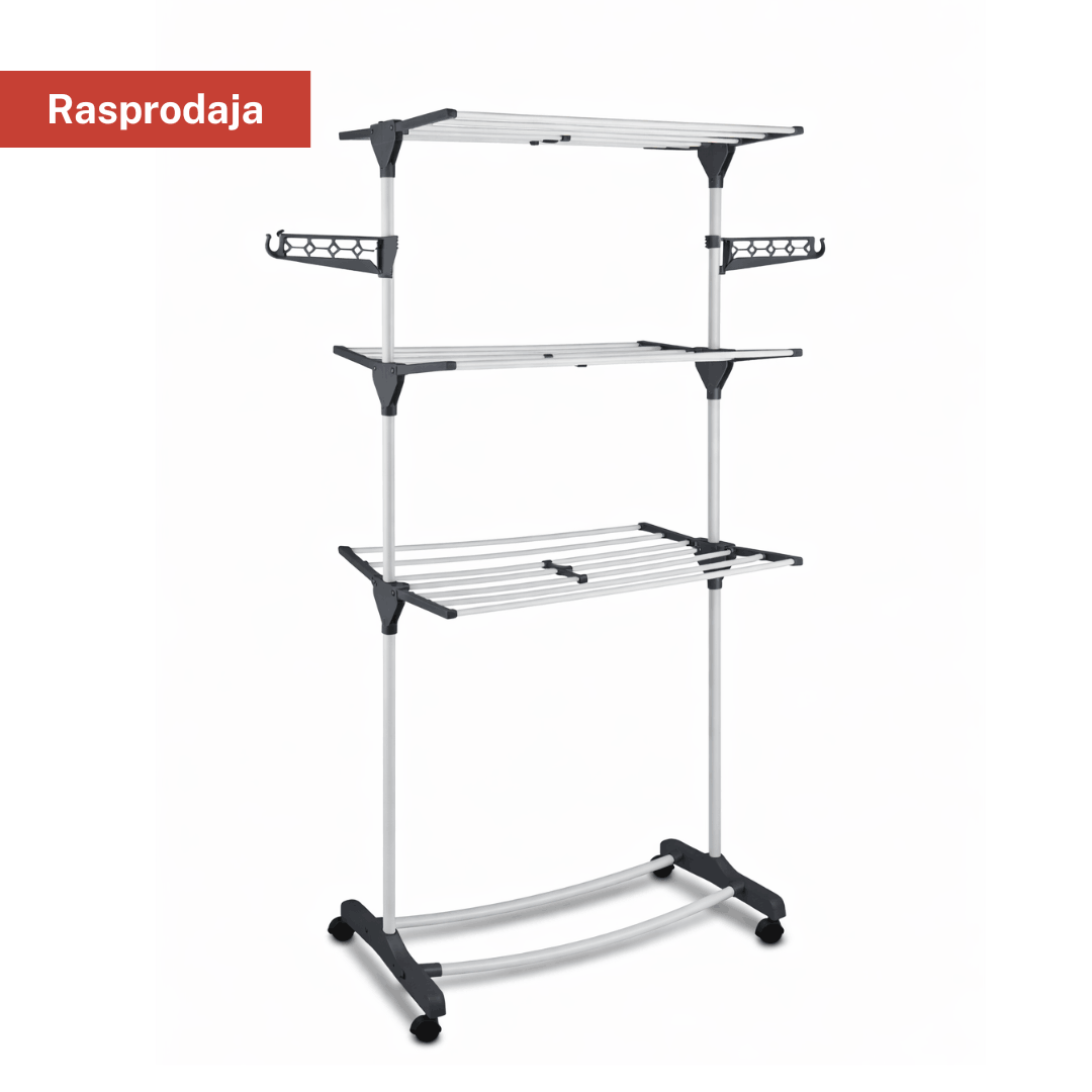 Home creation stalak za sušenje vrublja na sprat s kotačićima i kukama