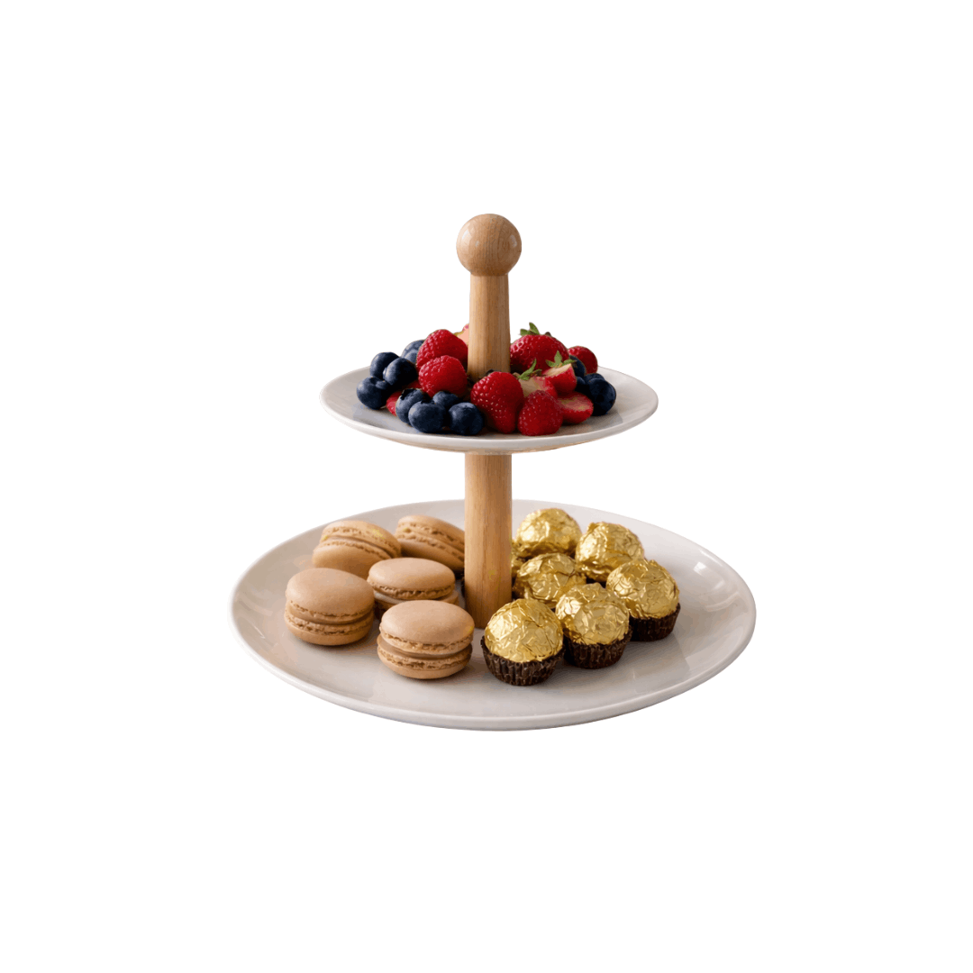 Keramički stalak za kolače 2 nivoa 27 × 22 cm (etažer) - za kolače i poslastice