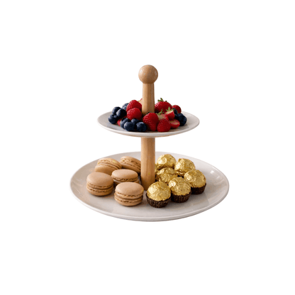 Keramički stalak za kolače 2 nivoa 27 × 22 cm (etažer) - za kolače i poslastice